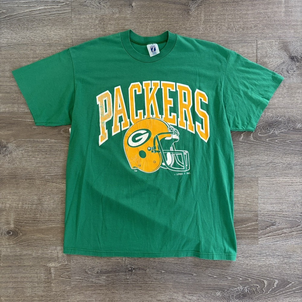 VTG Logo 7 Green Bay Packers T Shirt Adult XL 80's 90's NFL Thin Tee